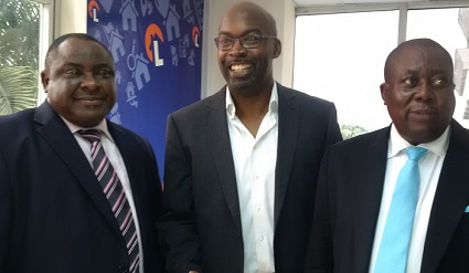 (L-r): Albert Orizu, senior partner of Knight Frank, Obi Ejimofo, MD, Lamudi Nigeria and Ehondor Erhabor, partner, Knight Frank, discussing immediately after Lamudi Dial4Home hotline was launched.